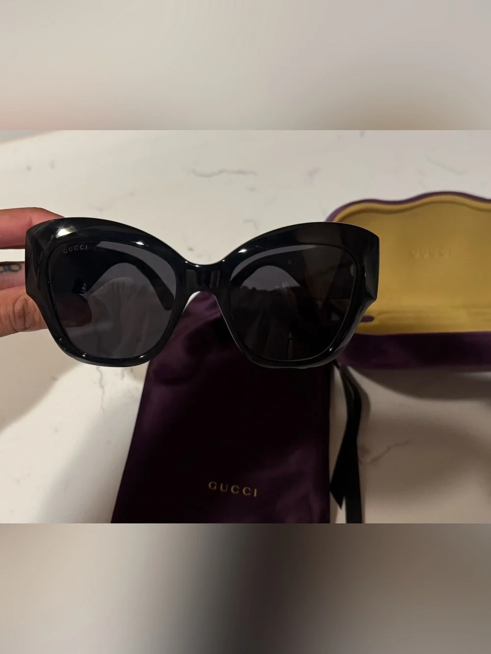 Gucci Black Women's Sunglasses with Gold GG Accents